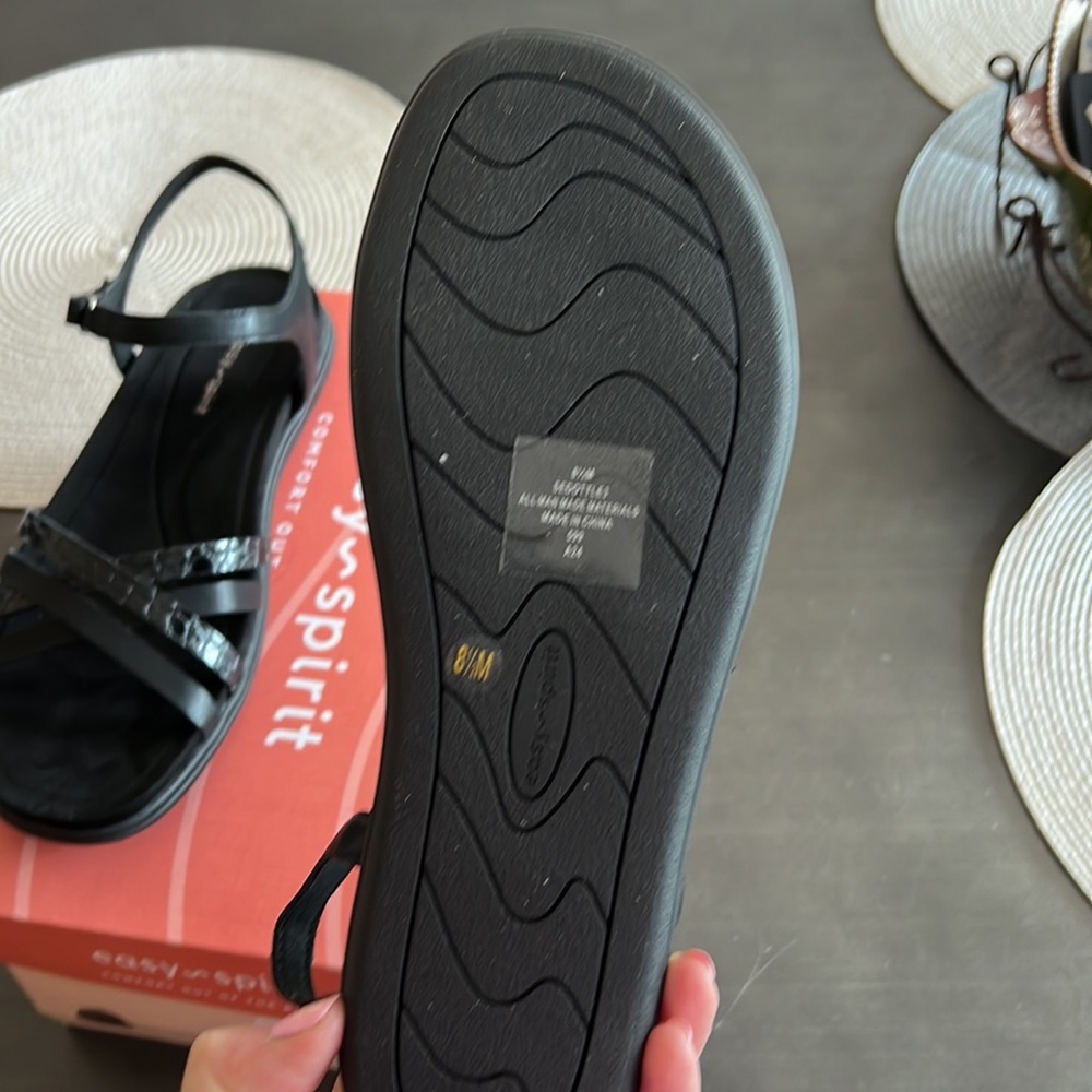 NEW Black leather sandals NEVER WORN - Picture 5 of 5